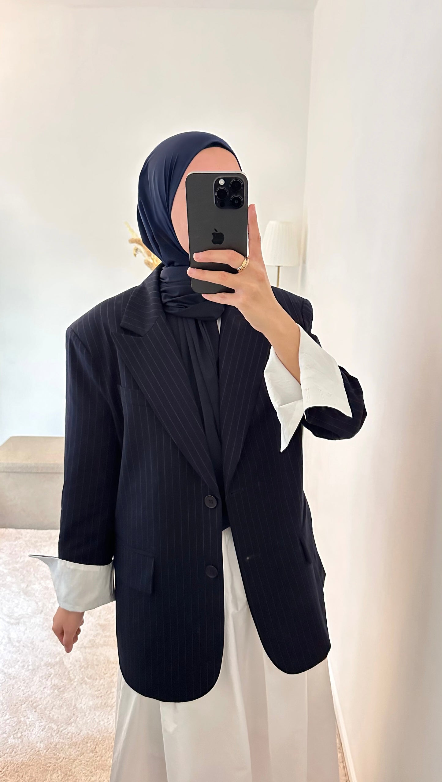 Blazer à rayures oversize - Bleu nuit