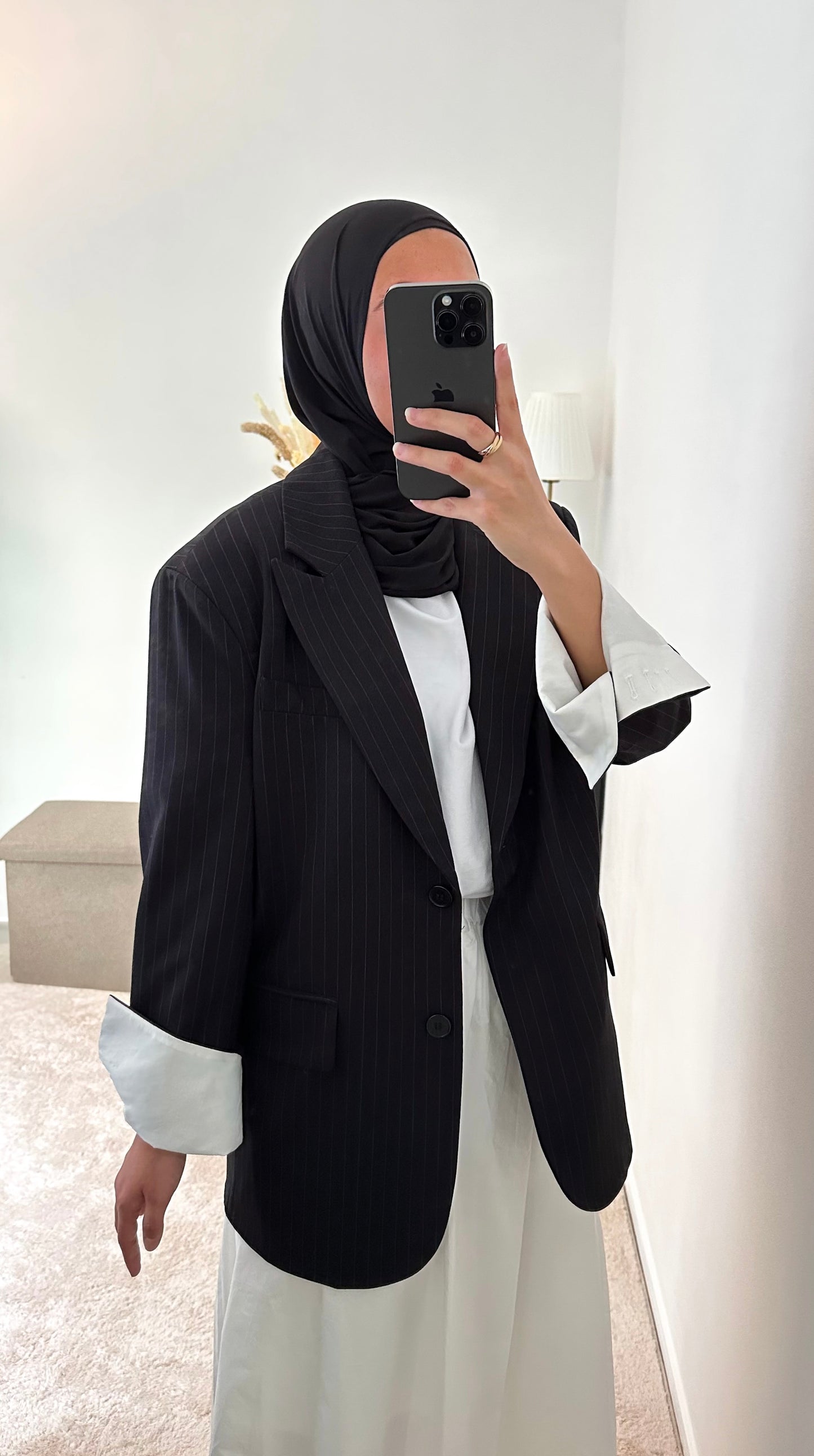 Blazer à rayures oversize - Noir