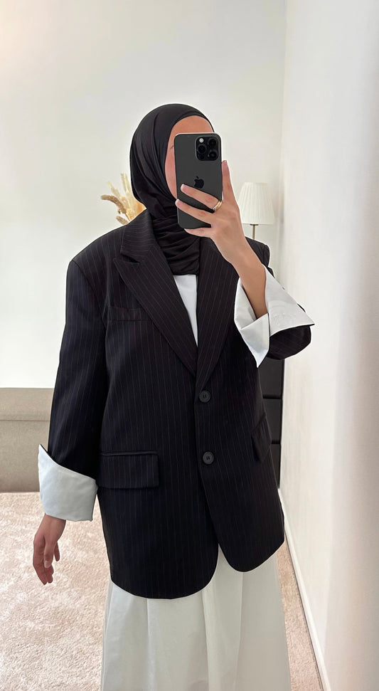 Blazer à rayures oversize - Noir
