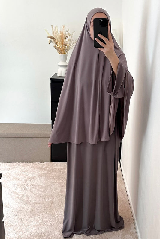 Set Jersey Premium - Abaya et khimar - Taupe